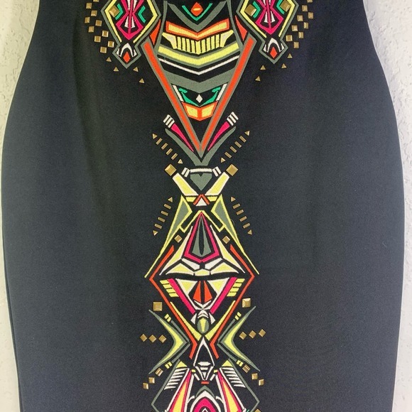 BISOU BISOU Black Beaded Geometric Print Pencil Skirt - Picture 4 of 13